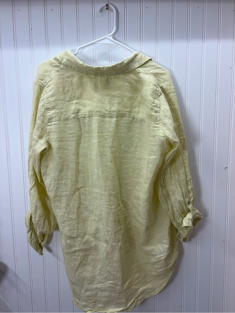 Sigrid Olsen Pale pastel yellow coastal beach Linen Button-Down Shirt - Picture 9 of 9